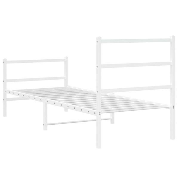 Estructura cama metal con cabecero y estribo blanco 75x190 cm