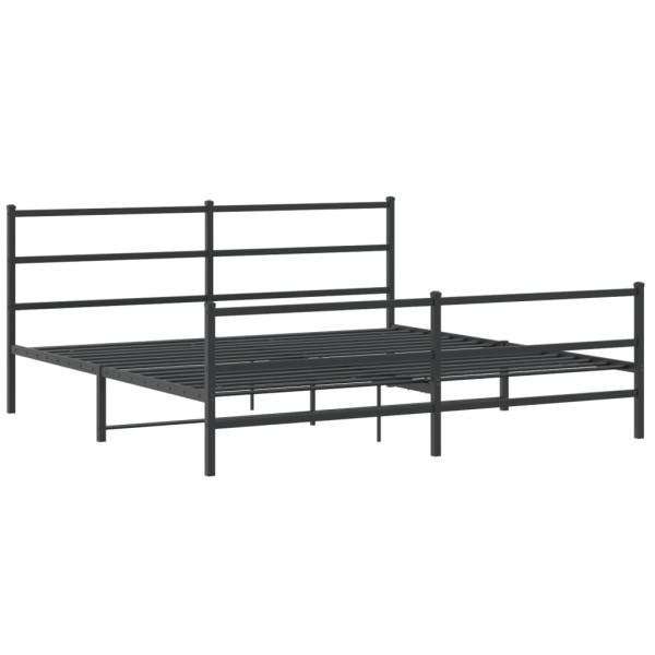 Estructura de cama con cabecero y estribo metal negro 180x200cm