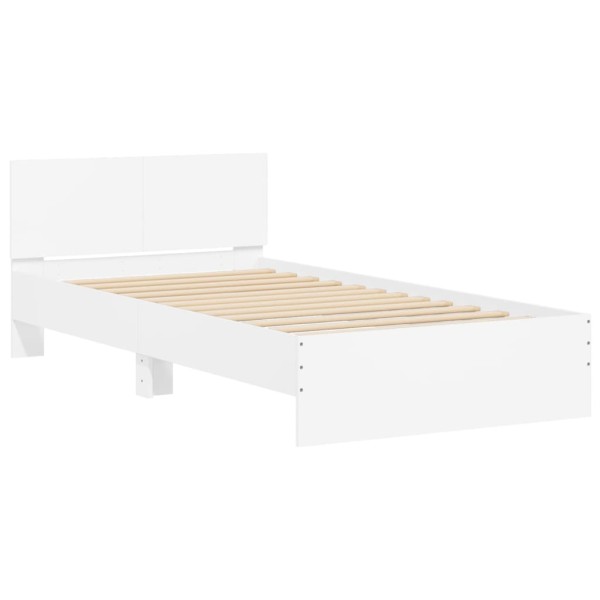 Estructura cama con cabecero madera ingeniería blanco 100x200cm