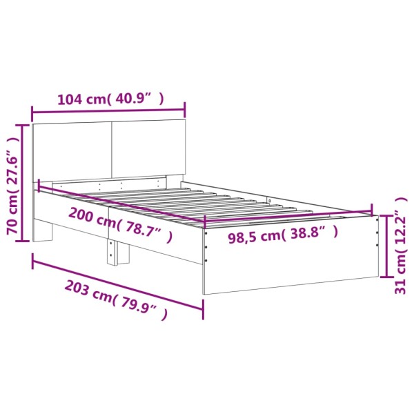 Estructura cama con cabecero madera ingeniería blanco 100x200cm