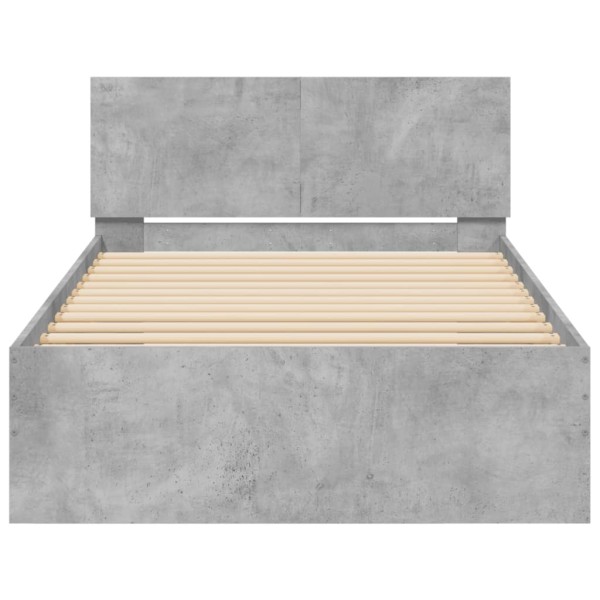 Cama con cabecero madera de ingeniería gris hormigón 100x200 cm