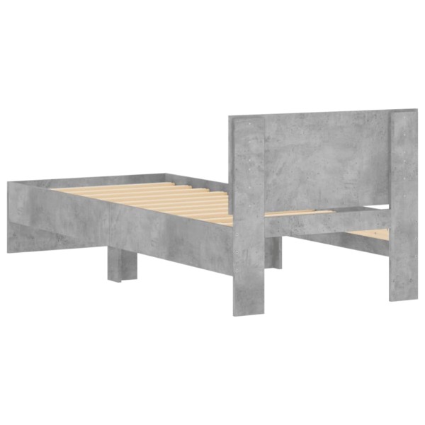 Cama con cabecero madera de ingeniería gris hormigón 75x190 cm