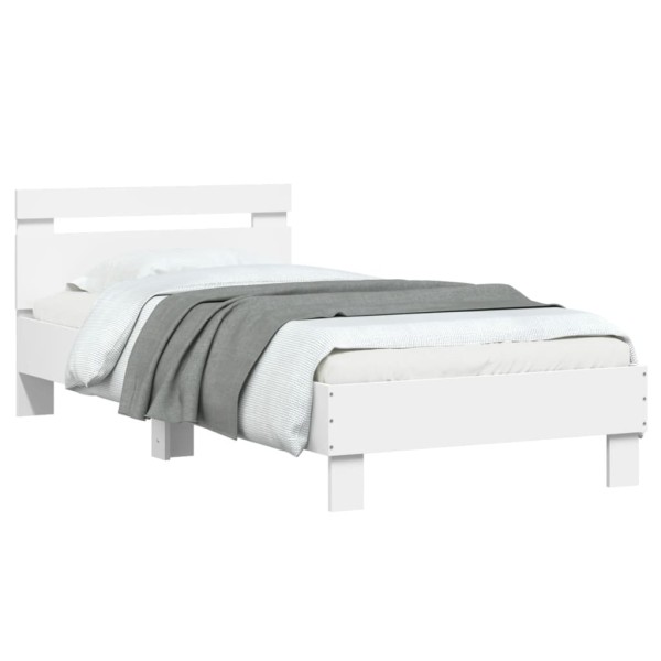 Estructura de cama con cabecero y luces LED blanco 75x190 cm