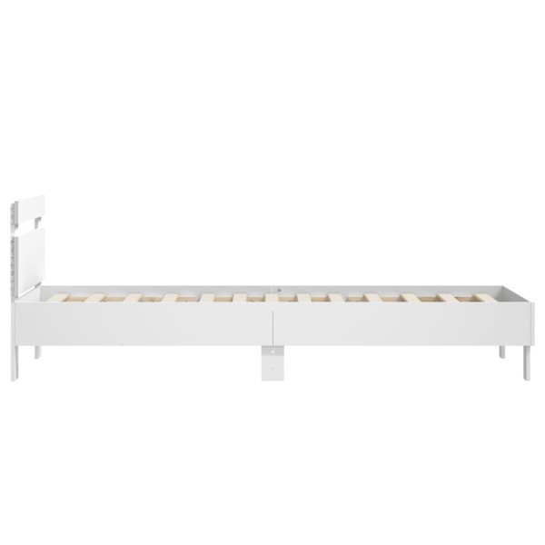 Estructura de cama con cabecero y luces LED blanco 75x190 cm