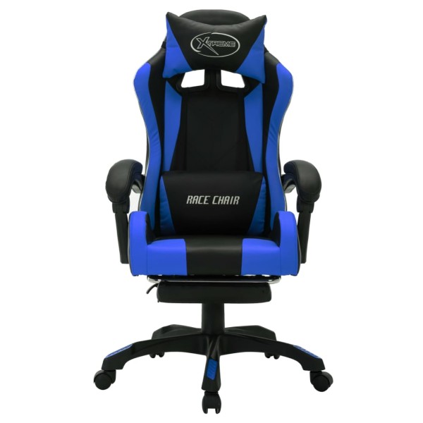 Silla gaming con luces LED RGB cuero sintético azul y negro