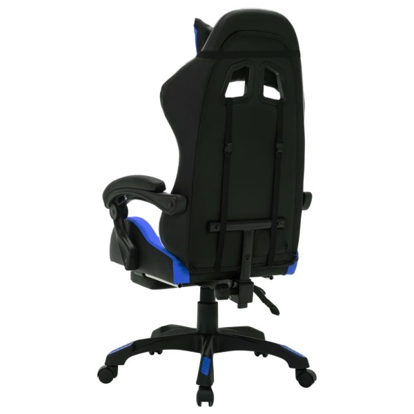 Silla gaming con luces LED RGB cuero sintético azul y negro