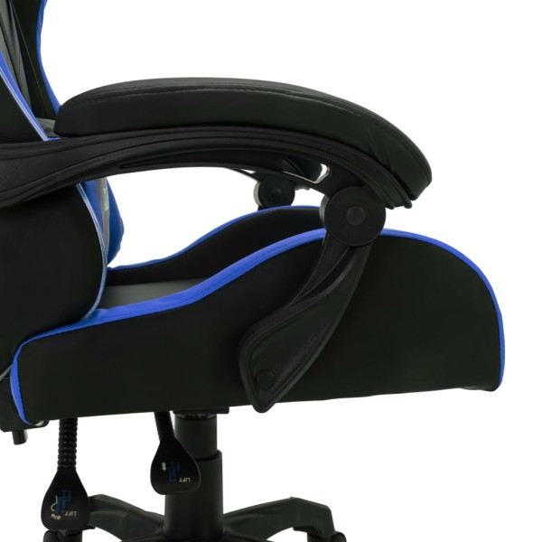 Silla gaming con luces LED RGB cuero sintético azul y negro