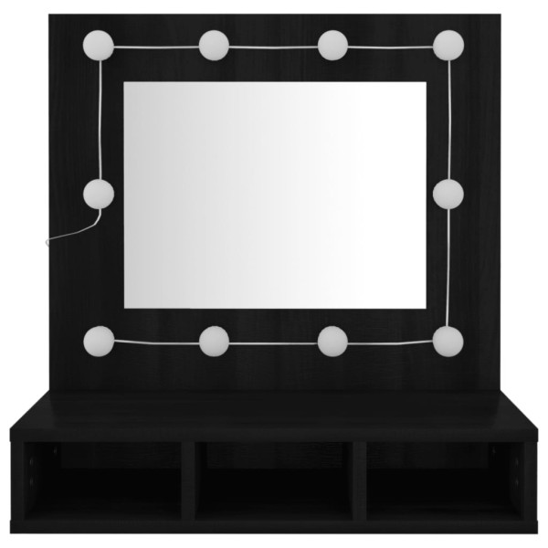 Mueble con espejo y LED negro 60x31,5x62 cm