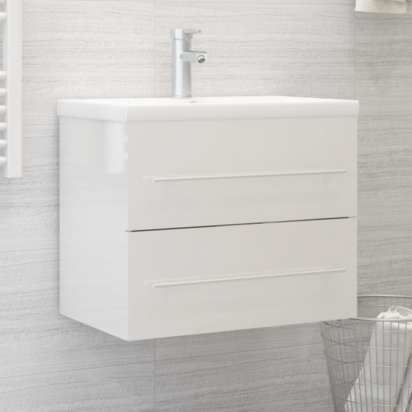 Mueble con lavabo madera de ingeniería blanco brillo