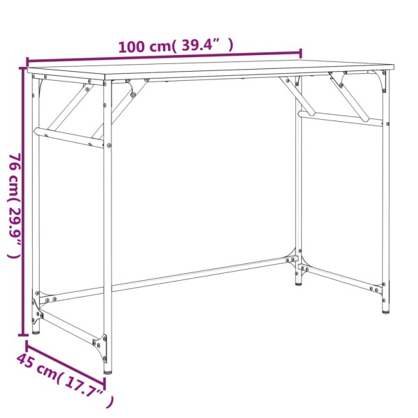 Escritorio madera ingeniería y acero Sonoma gris 100x45x76 cm