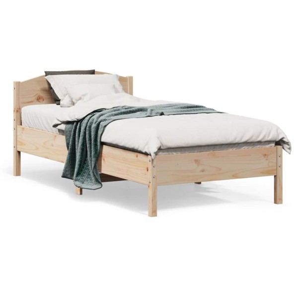 Estructura de cama con cabecero madera maciza pino 90x190 cm