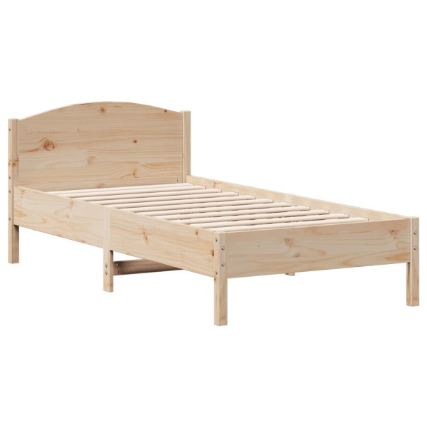 Estructura de cama con cabecero madera maciza pino 90x190 cm