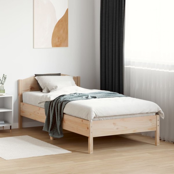 Estructura de cama con cabecero madera maciza pino 90x190 cm