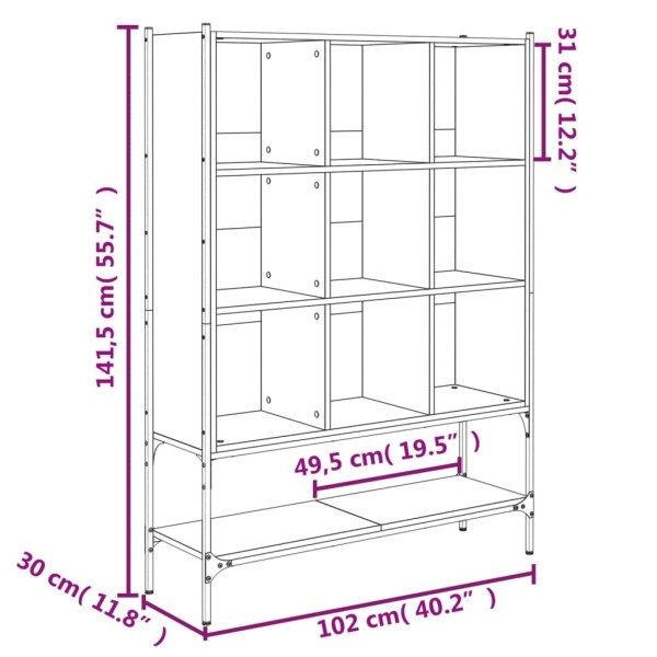 Estantería madera de ingeniería roble ahumado 102x30x141,5 cm