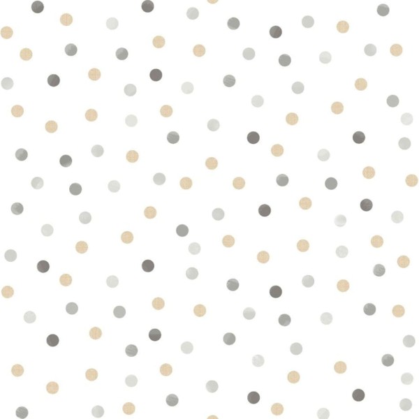 Noordwand Papel pintado Mondo baby Confetti Dots blanco, gris y beige