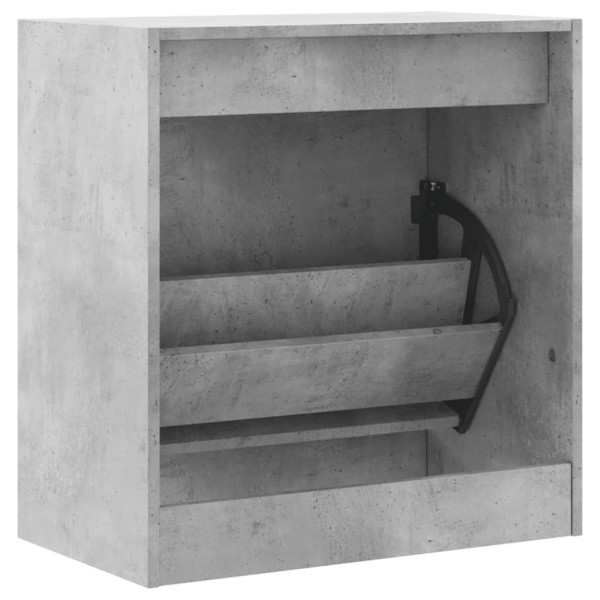 Zapatero de madera de ingeniería gris hormigón 60x34x63,5 cm