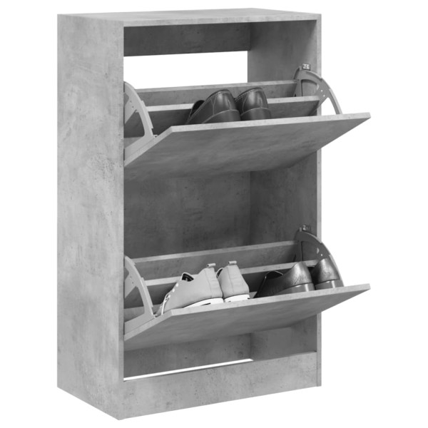 Zapatero de madera de ingeniería gris hormigón 60x34x96,5 cm