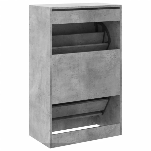 Zapatero de madera de ingeniería gris hormigón 60x34x96,5 cm