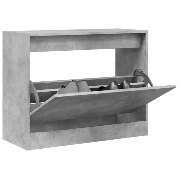 Zapatero de madera de ingeniería gris hormigón 80x34x63 cm