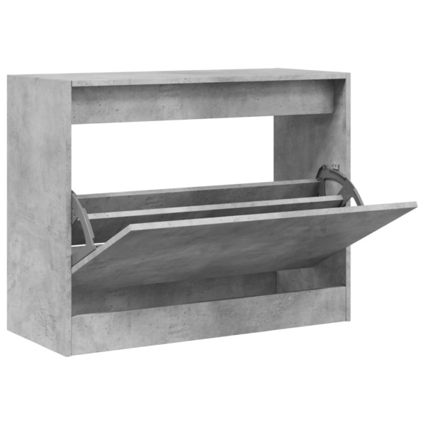 Zapatero de madera de ingeniería gris hormigón 80x34x63 cm