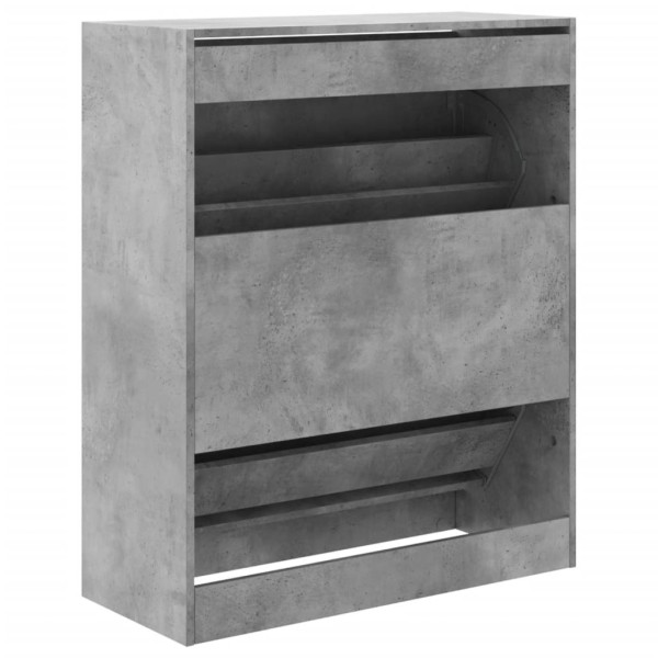 Zapatero de madera de ingeniería gris hormigón 80x34x96,5 cm