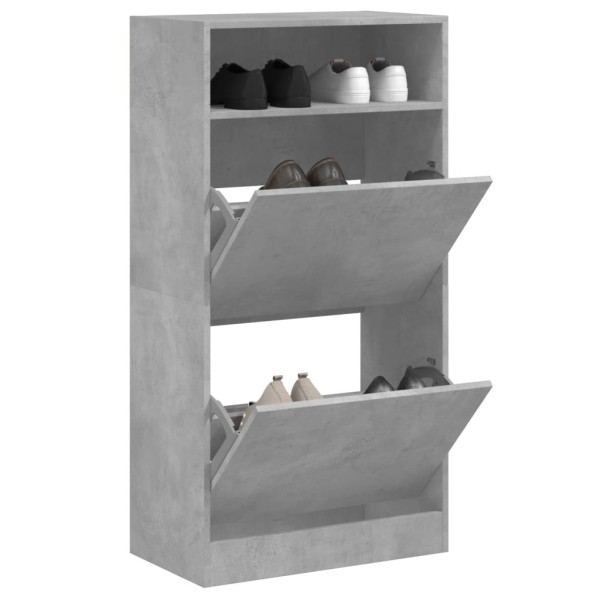 Zapatero de madera de ingeniería gris hormigón 60x34x116 cm