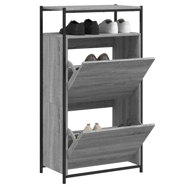 Zapatero de madera de ingeniería gris Sonoma 60x34x112 cm