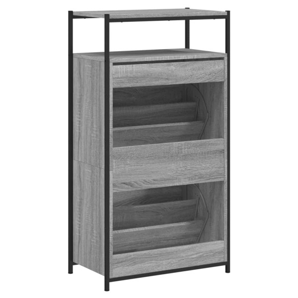 Zapatero de madera de ingeniería gris Sonoma 60x34x112 cm