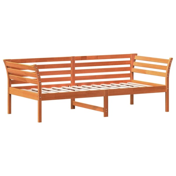 Sofá cama de madera maciza de pino marrón cera 100x200 cm