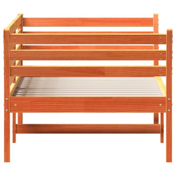 Sofá cama de madera maciza de pino marrón cera 100x200 cm