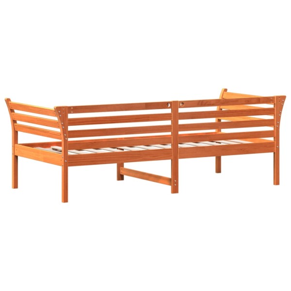 Sofá cama de madera maciza de pino marrón cera 100x200 cm