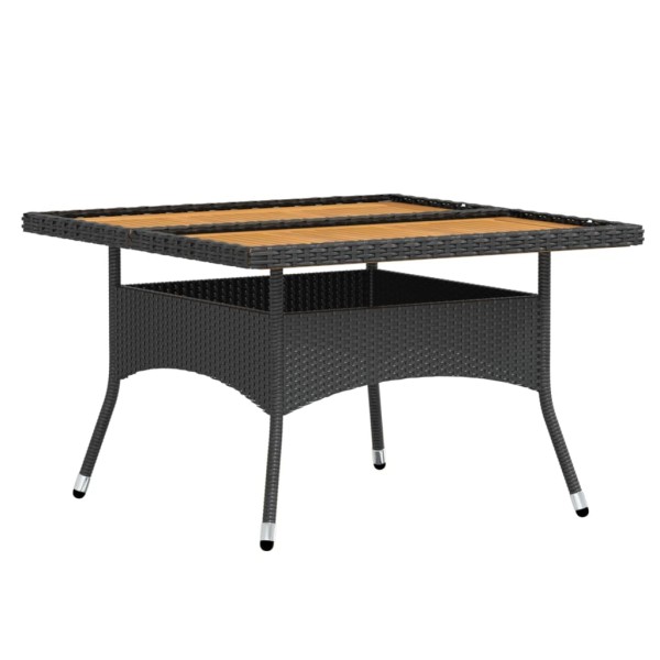 Set comedor jardín 5 pzas ratán sintético y madera acacia negro