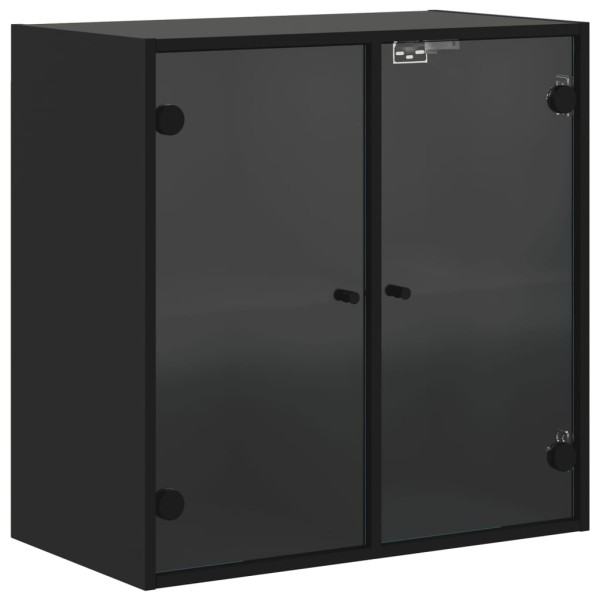 Mueble de pared con puertas de vidrio negro 68x37x68,5 cm