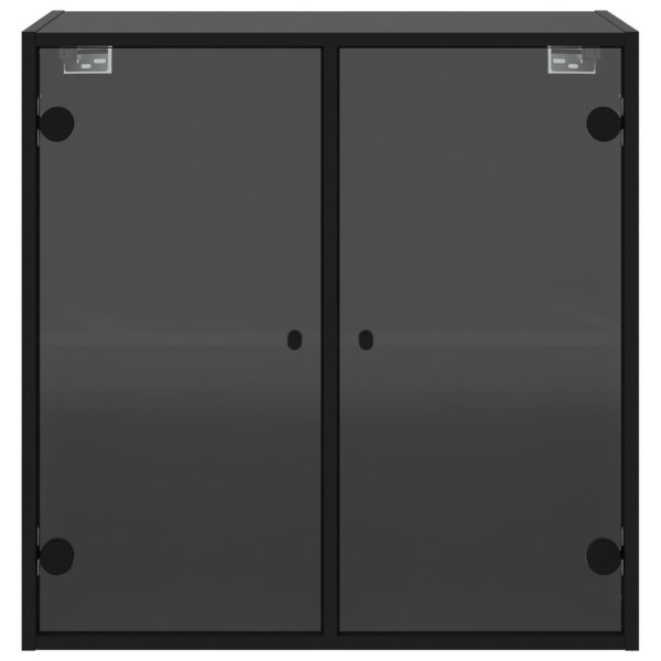 Mueble de pared con puertas de vidrio negro 68x37x68,5 cm