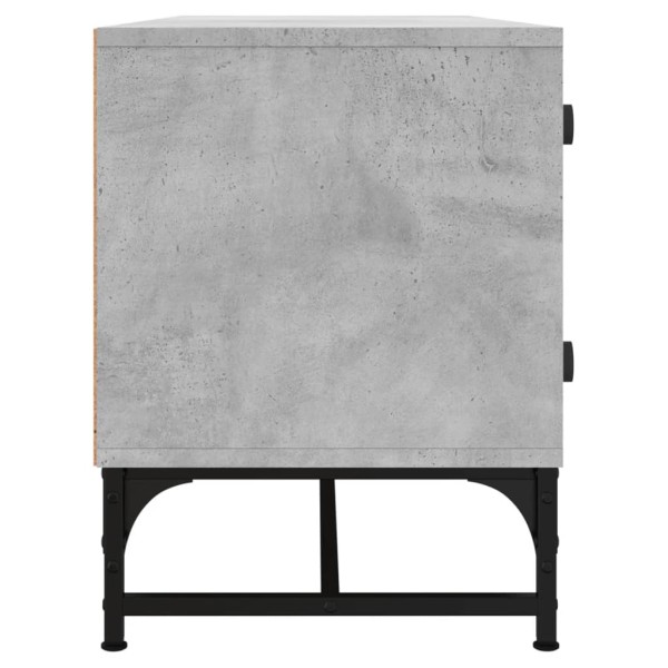 Mueble de TV con puertas de vidrio gris hormigón 102x37x50 cm