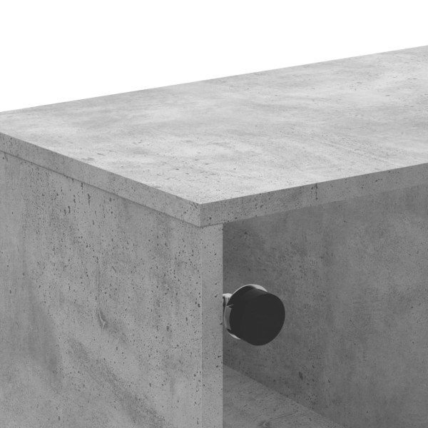 Mesa de centro puertas de vidrio gris hormigón 68,5x50x50 cm