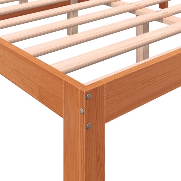 Estructura cama con cabecero madera pino marrón cera 140x200 cm