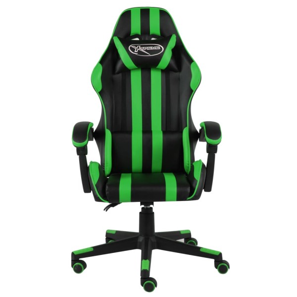 Silla gaming de cuero sintético negro y verde