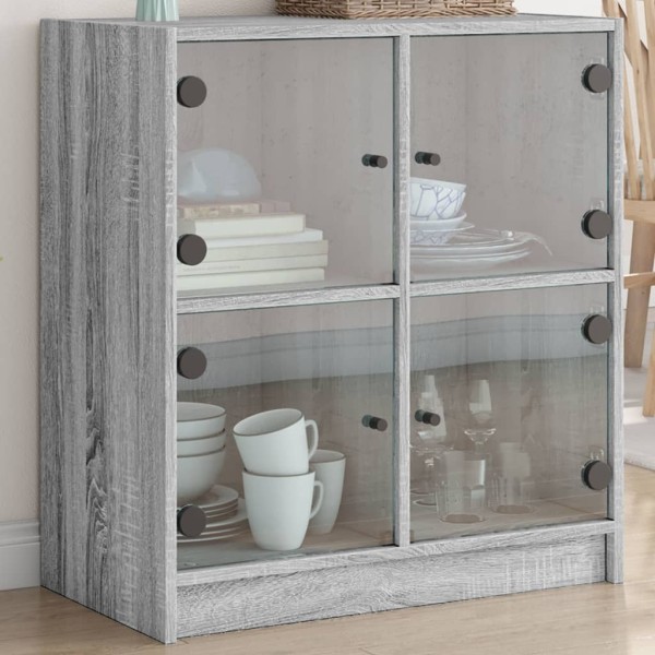 Armario auxiliar puertas de vidrio gris Sonoma 68x37x75,5 cm