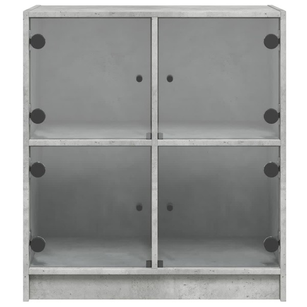 Armario auxiliar puertas de vidrio gris hormigón 68x37x75,5 cm