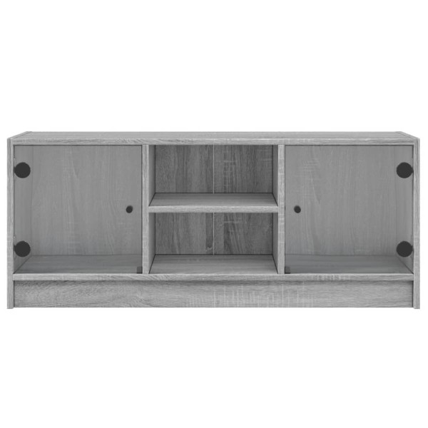 Mueble de TV con puertas de vidrio gris Sonoma 102x37x42 cm