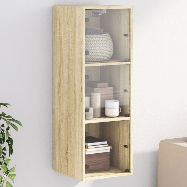 Mueble de pared puertas de vidrio roble Sonoma 35x37x100 cm