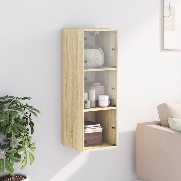 Mueble de pared puertas de vidrio roble Sonoma 35x37x100 cm