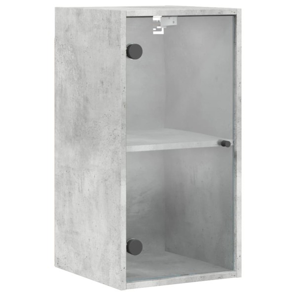 Mueble de pared puertas de vidrio gris hormigón 35x37x68,5 cm