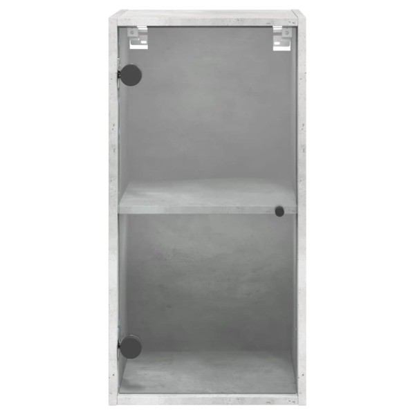 Mueble de pared puertas de vidrio gris hormigón 35x37x68,5 cm