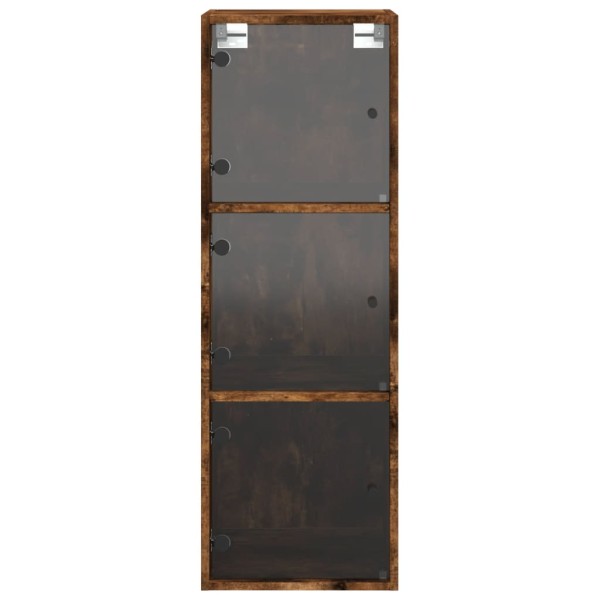 Mueble de pared puertas de vidrio roble ahumado 35x37x100 cm