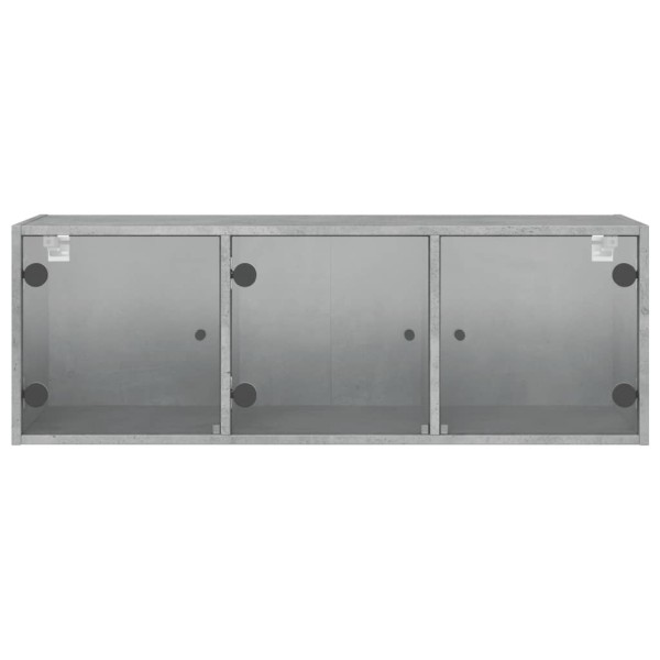 Mueble de pared puertas de vidrio gris hormigón 102x37x35 cm