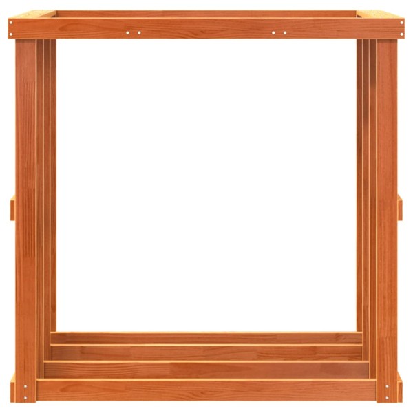 Soporte leña de exterior madera pino marrón cera 109x52x106 cm