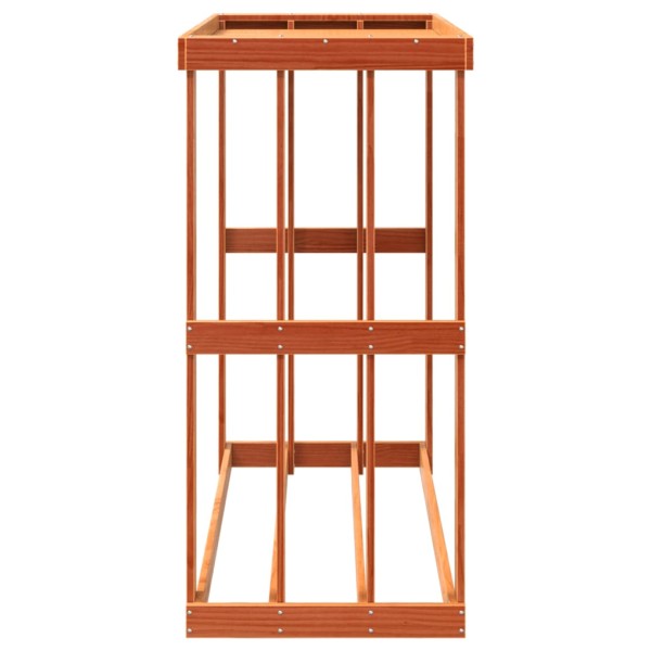 Soporte leña de exterior madera pino marrón cera 109x52x106 cm