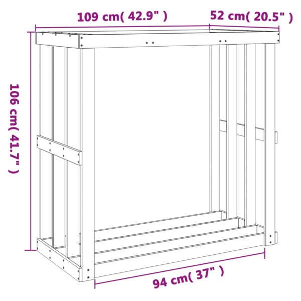 Soporte leña de exterior madera pino marrón cera 109x52x106 cm